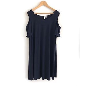 NWT Tacera dress cold shoulders womens size XL navy